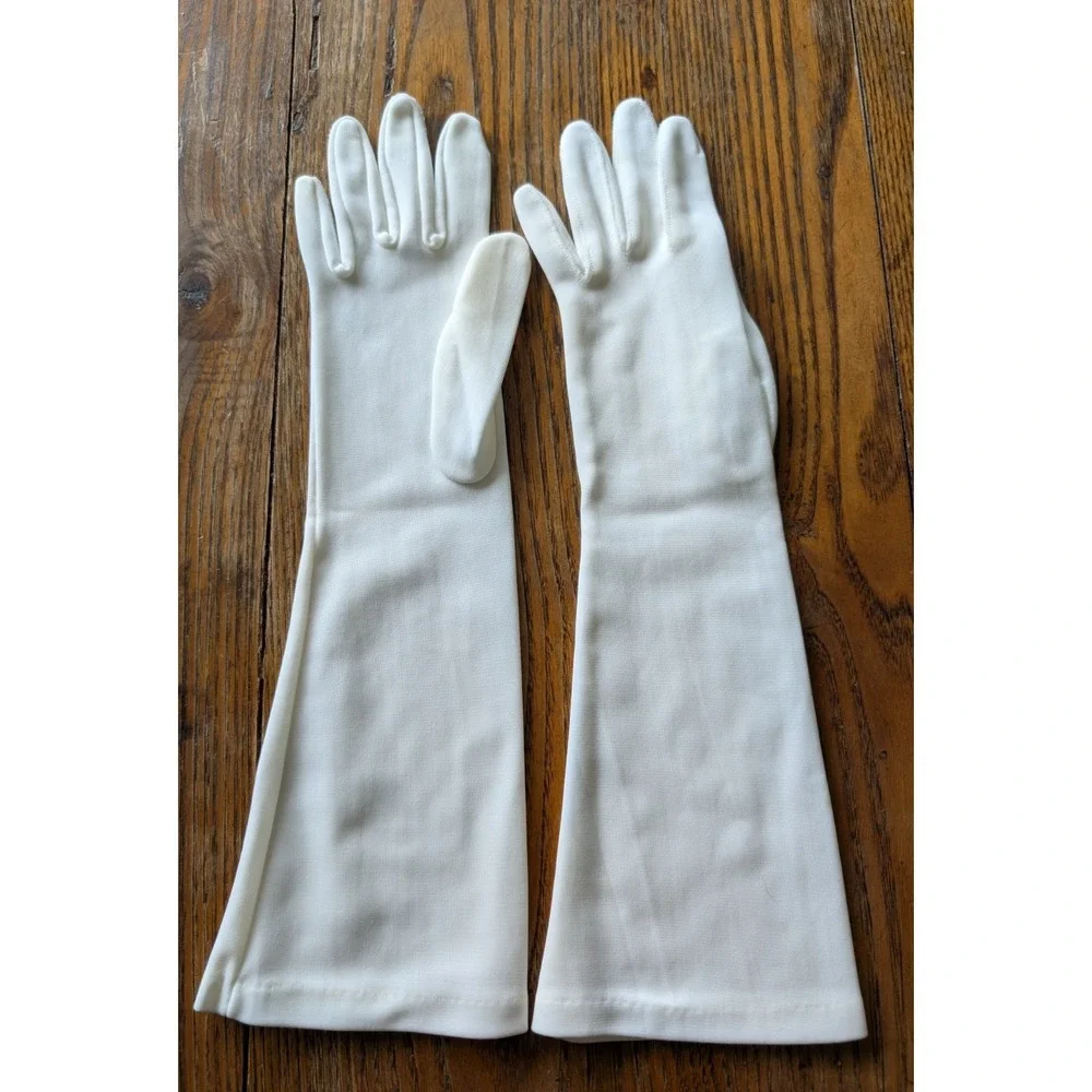 Vintage 1960's Formal Long Ladies Opera Gloves Ivory Size 6-7 Bridal Formal Glam